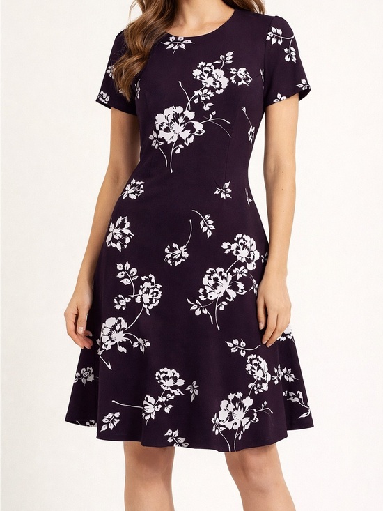 Ralph Lauren Dresses & Skirts - Lauren by Ralph Lauren Purple Floral Fit-and-Flare Midi Dress
